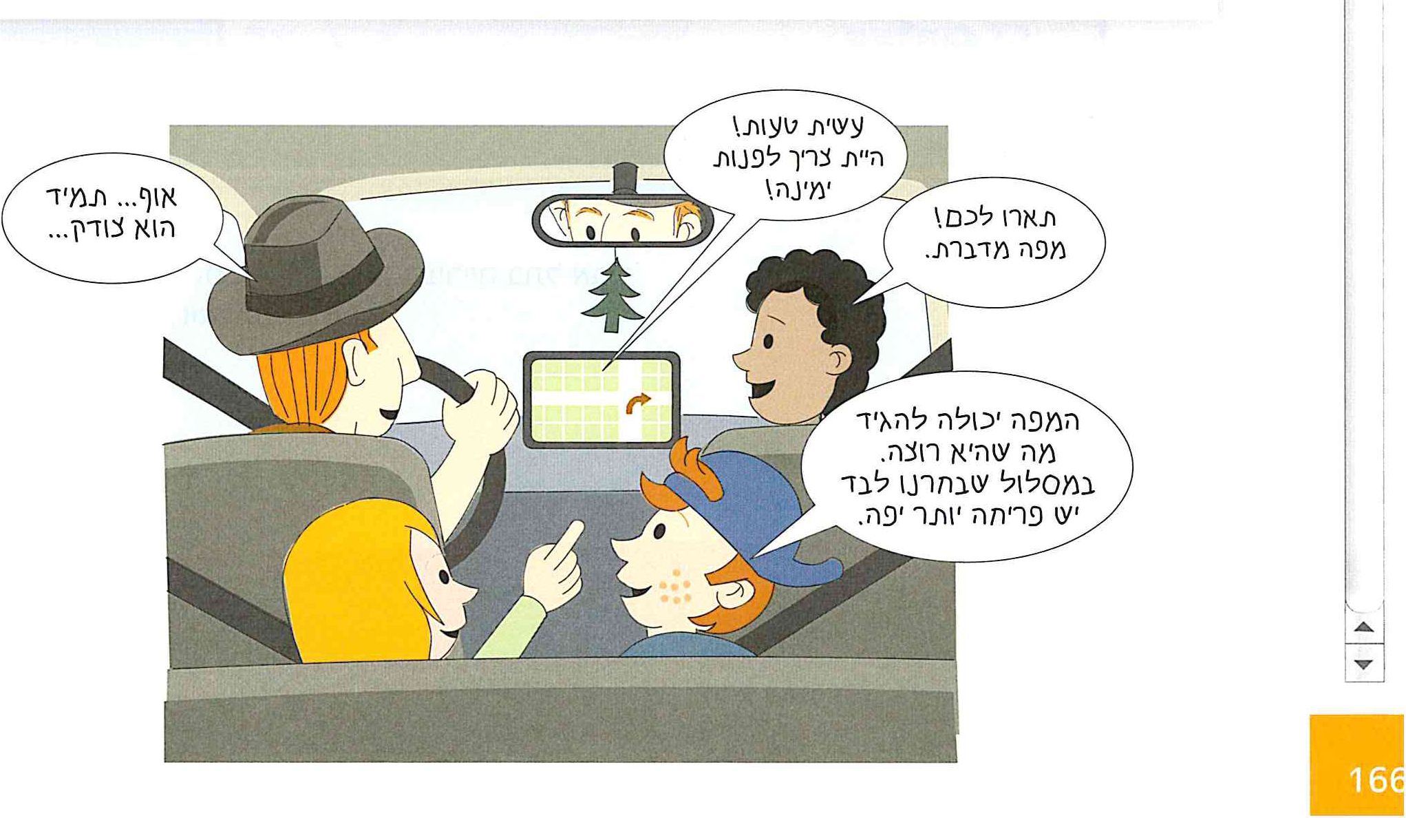 משפח שנוסעת ברכב לטיול עם מכשיר ניווט
